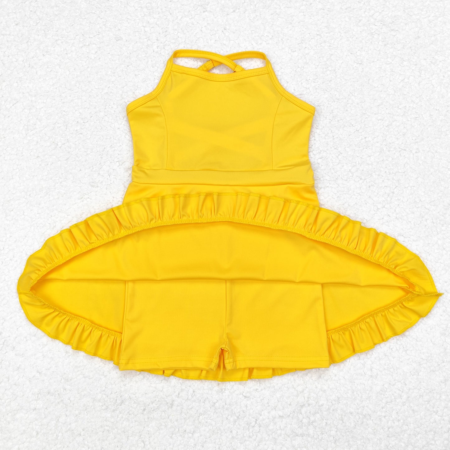 S0455 Baby Girls Yellow Athletic Active Wear Knee Length Dress