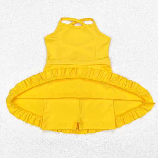 S0455 Baby Girls Yellow Athletic Active Wear Knee Length Dress