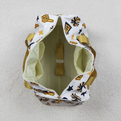 BA0370 Adult Team Black Gold Cheer Fireworks Zipper Gym Bag C10.20