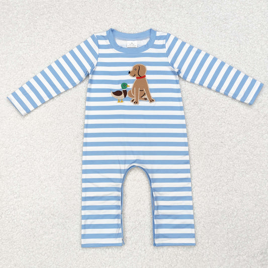 LR1644 Baby Infant Boys Dog Duck Stripes Romper