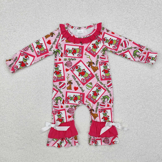 LR2006 Baby Infant Girls Frog Pink Christmas Romper