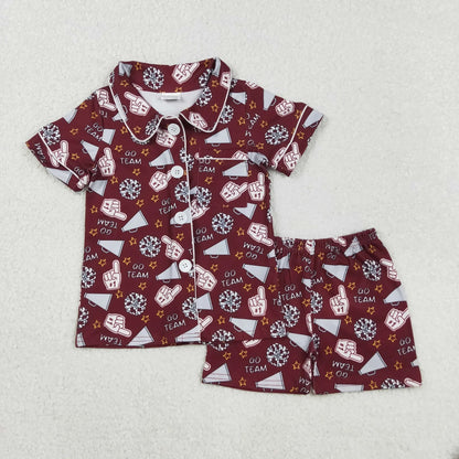 Sibling Baby Girls Footballs Go Team Button Top Shorts Pajamas Sets C10.22