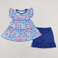 Sibling Baby Girls Flowers Tunic Shorts Summer Clothes Sets