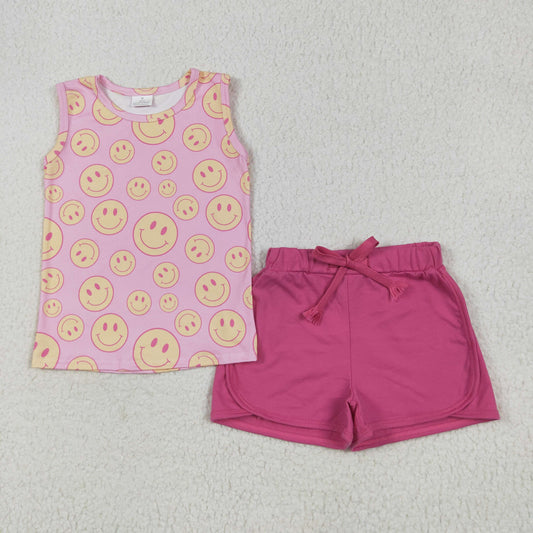 GSSO2605 Baby Girls Pink Sleeveless Smiles Top Pockets Short Set 6.10