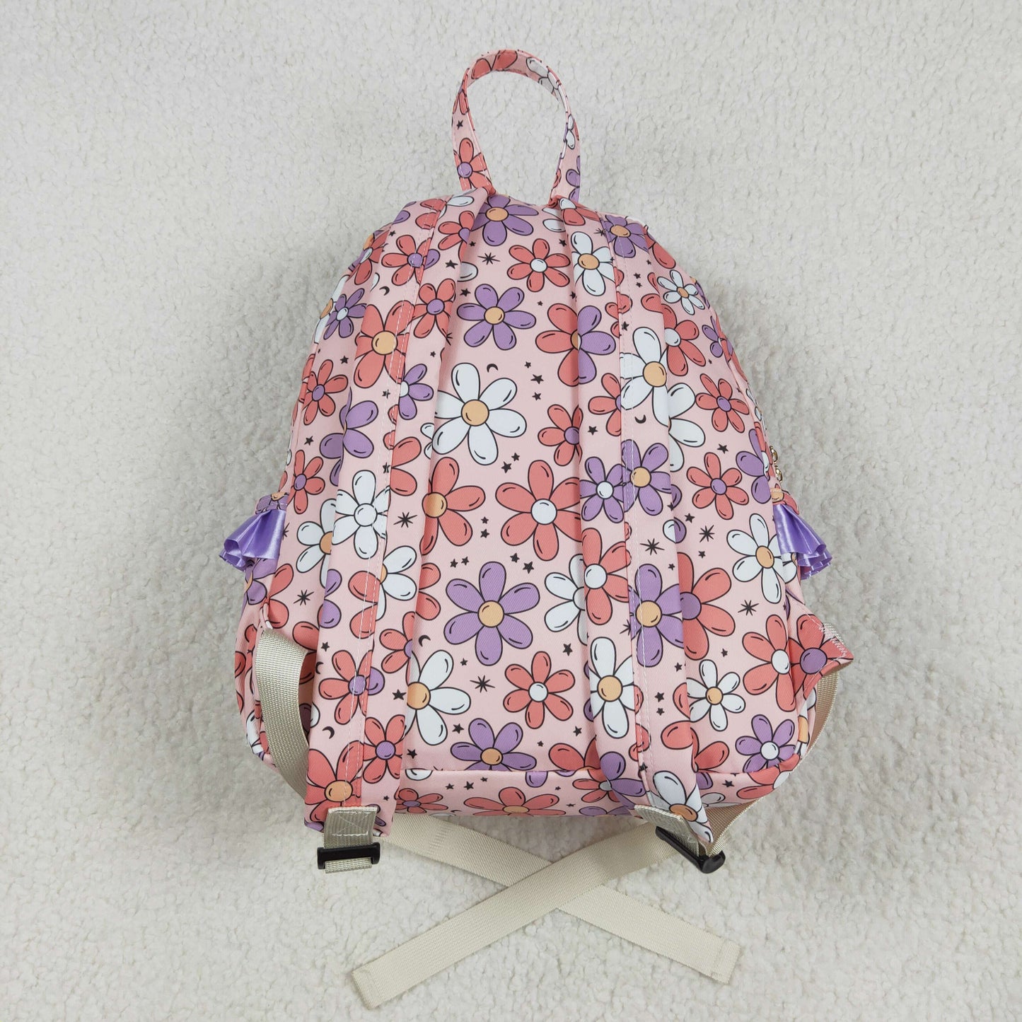 BA0240 Baby Kids Girls Pink Flowers Backpack Zip Back Bag 4.26