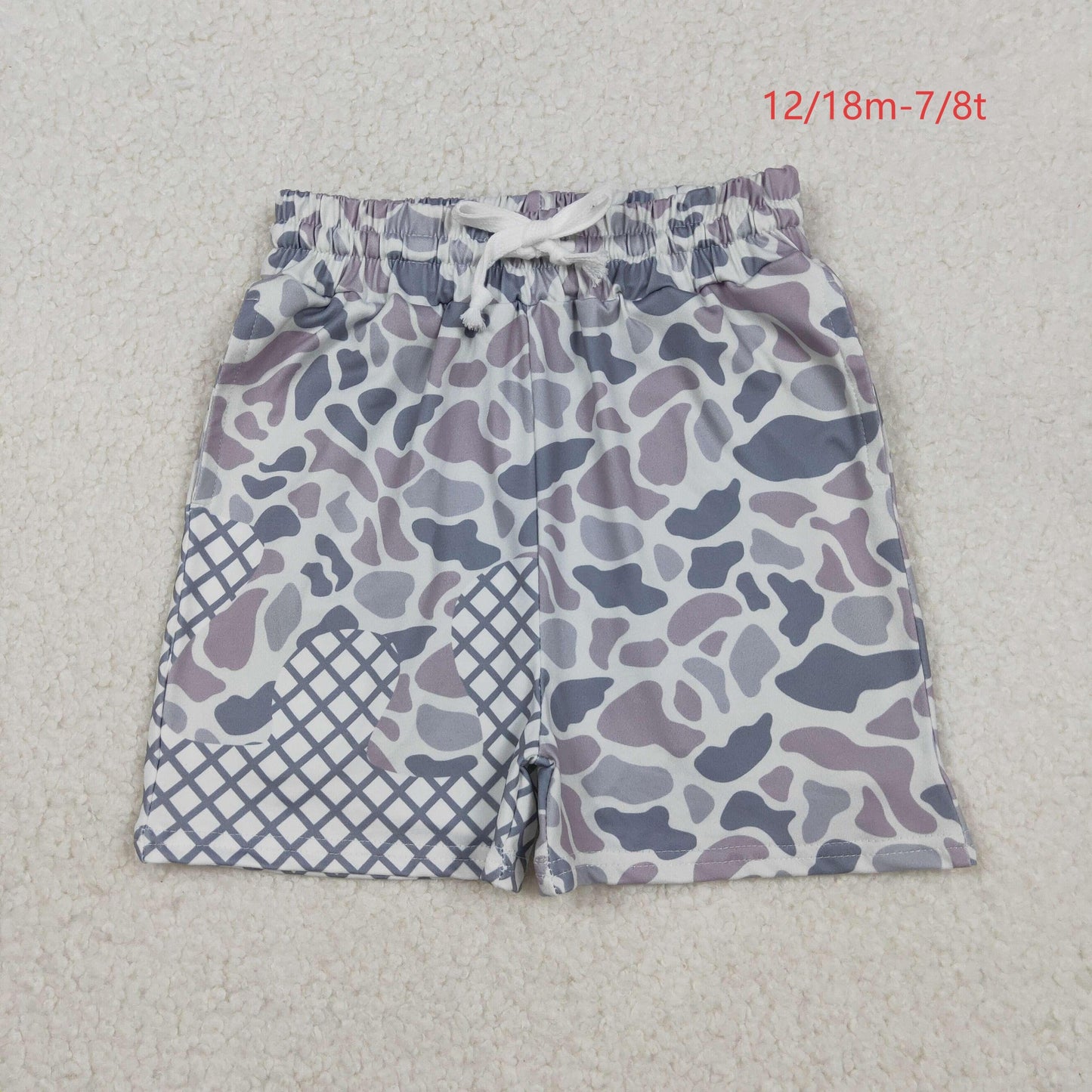 SS0647 Baby Boys Grey Camo Drip Team Shorts Bottom C10.28