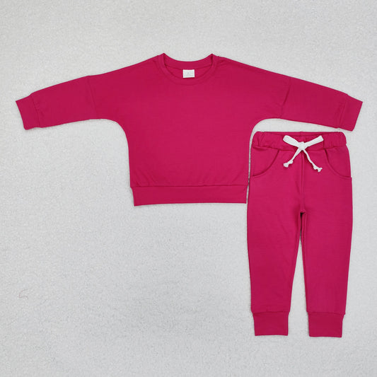 GLP2248 Baby Girls Wine Shirt Pants Sports Clothes Set