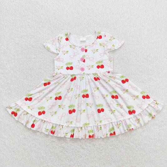 GSD0888 White short-sleeved dress with strawberry bow