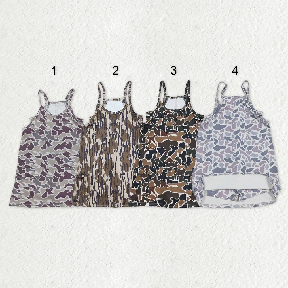 Sibling Baby Girls Straps Western Camo Shorts Yoga Active Dresses C9.2