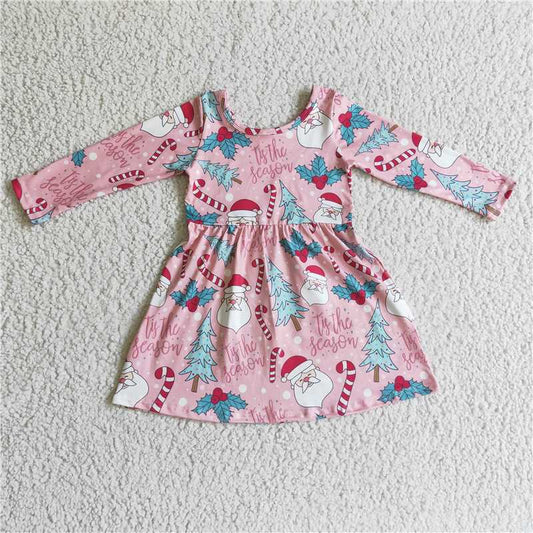 GLD0149 Baby Girls Santa Long Sleeve dress