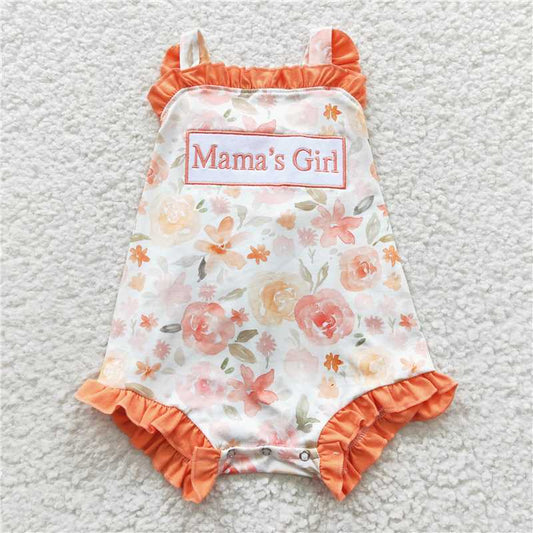 Sibling Baby Girls Mommy's Girl Orange Floral Dresses Rompers Clothes Sets