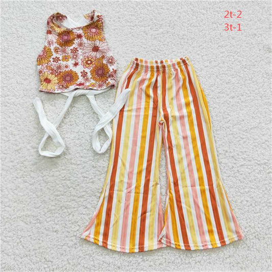 Little Daisy Cross Top Striped Pants set G2-16-2, *