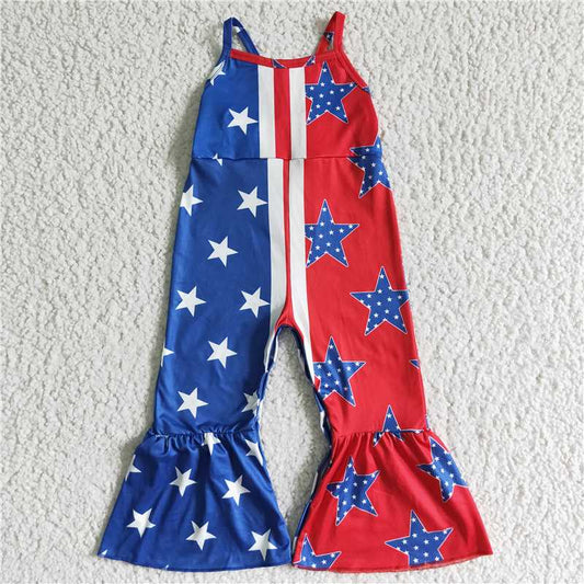 RTS SR0058 Children's 4th of July Star Jumpsuit Kids Patriotic Clothing Toddler Boys Girls Outfit