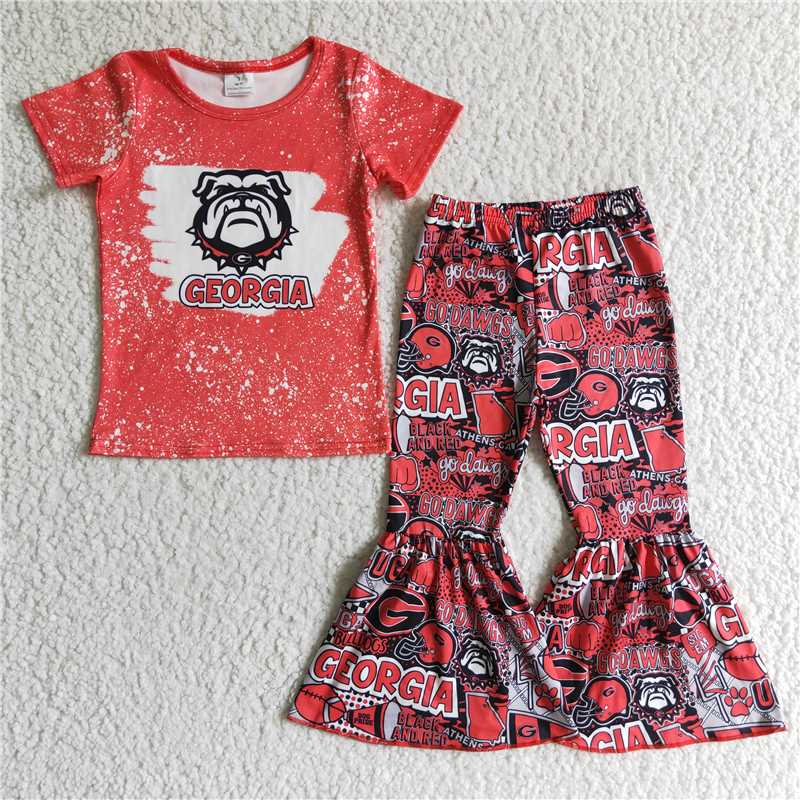 GSPO0188 Girl Red Dog Print Ball Team Bell Outfit
