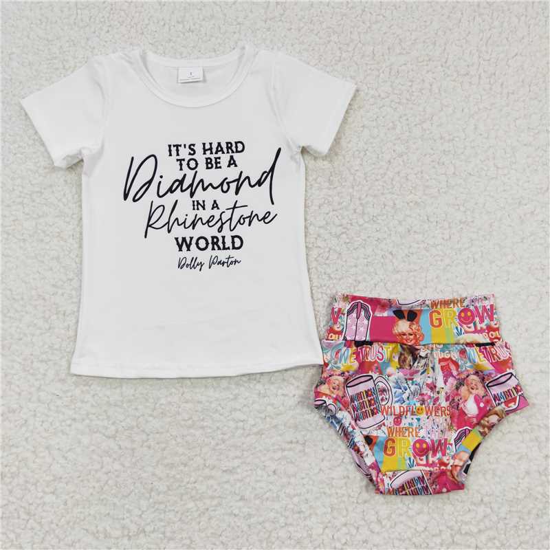 RTS GBO0081  Baby Girls Pink Bummie Sets Soft Cotton Outfit with Ruffle Detail for Newborn