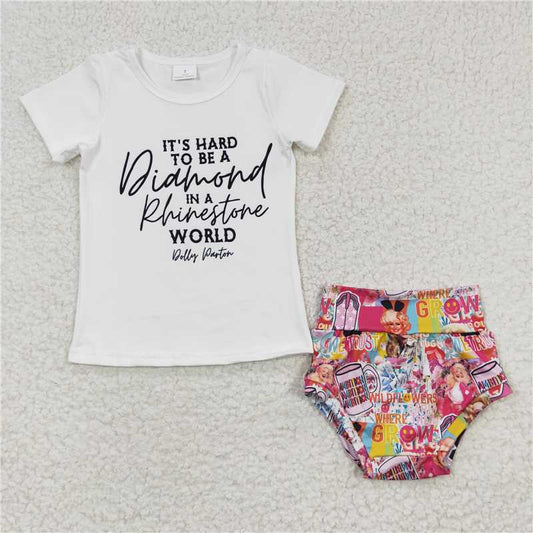 RTS GBO0081  Baby Girls Pink Bummie Sets Soft Cotton Outfit with Ruffle Detail for Newborn