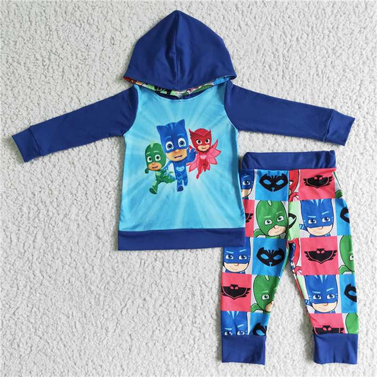 Sibling Girls Boys Cartoon Blue Sets Dresses Clothes