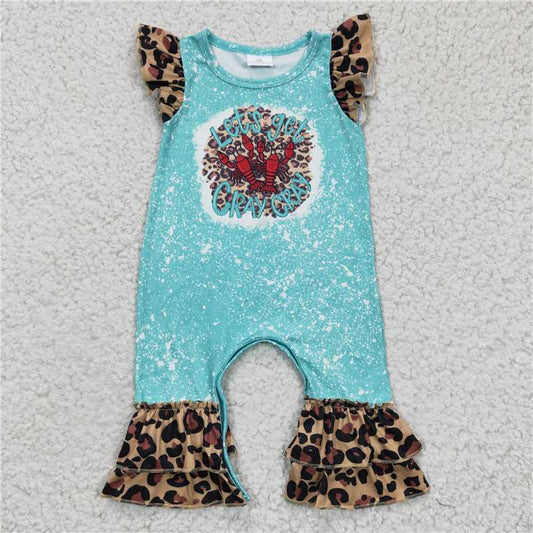 Sibling Baby Girls Crawfish Leopard Rompers Bell Bottoms Clothes Sets