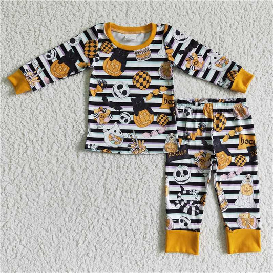 BLP0088 Baby boys Halloween stripe cartoon pajamas clothes set