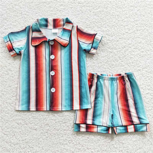 RTS BSSO0273 Baby Girls Western Stripes Shorts Pajamas