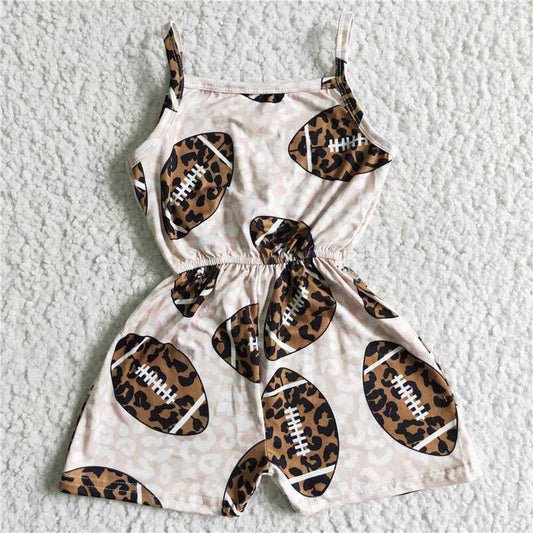 RTS SR0060 Baby Girls Baseball Leopard Summer Jumpsuits Short Sleeve Zipper Romper Outfit for Infants