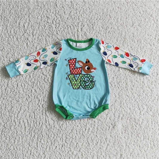LR0156 Christmas Baby Love Deer Bulb Romper