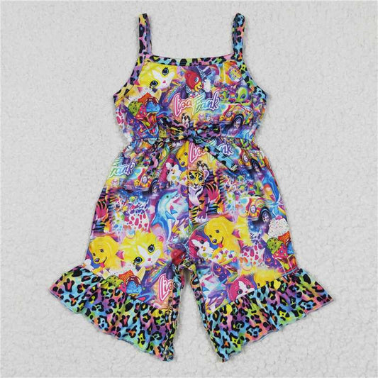 RTS SR0177 Baby Girls Cats Strap Jumpsuit Infant Summer Sleeveless Romper with Pockets Soft Cotton Cat Print Outfit