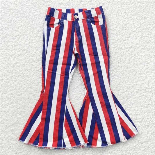 Sibling Baby Girls 4th Of July Stripe Denim Jeans Shorts 4.19