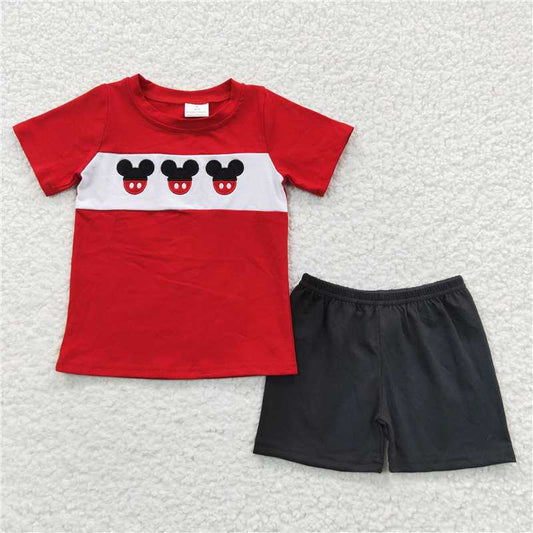 RTS BSSO0092 Baby Boys Summer Sets Baby Boys Summer Mouse Embroidery Shorts sets