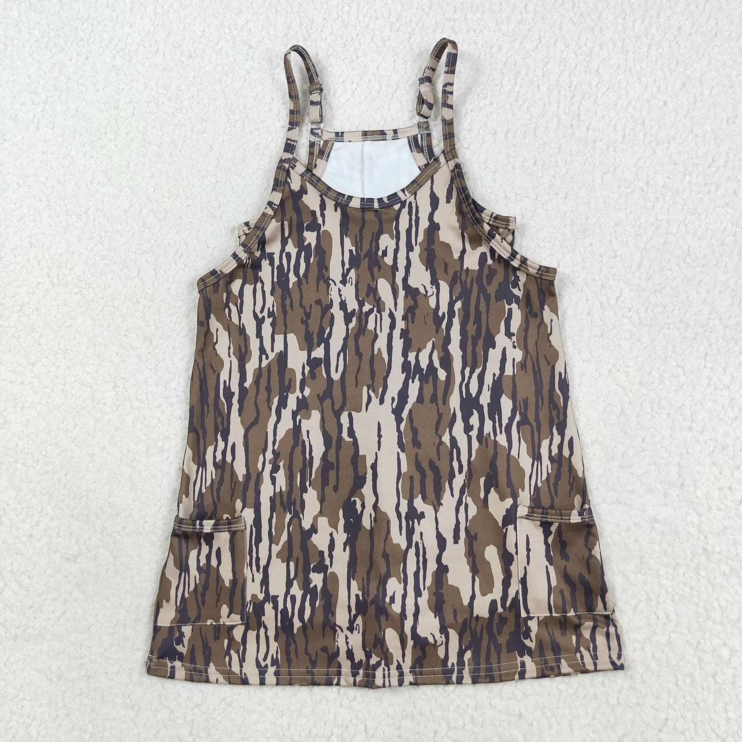 GSD2720 Baby Girls Strap Bottomland Camo Pockets Yoga Dress 8.11