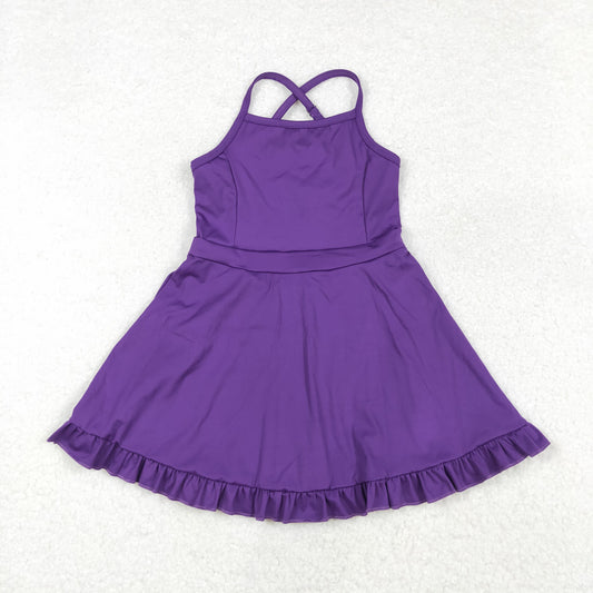 S0454 Baby Girls Purple Athletic Active Wear Knee Length Dress