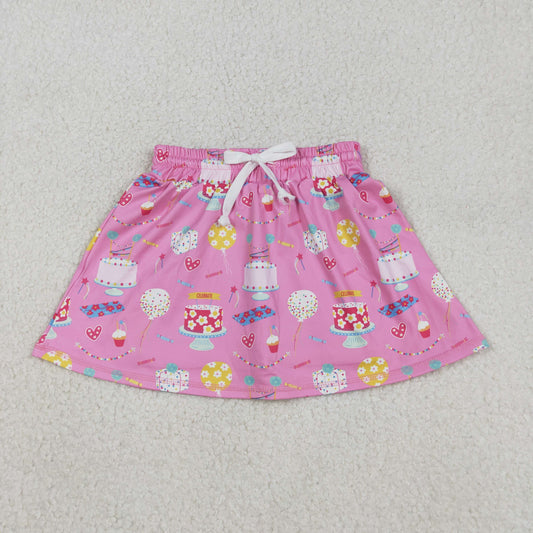 GLK0170 Baby Girls Red Hearts Cakes Happy Birthday Yoga Skirt Shorts Bottom C12.6