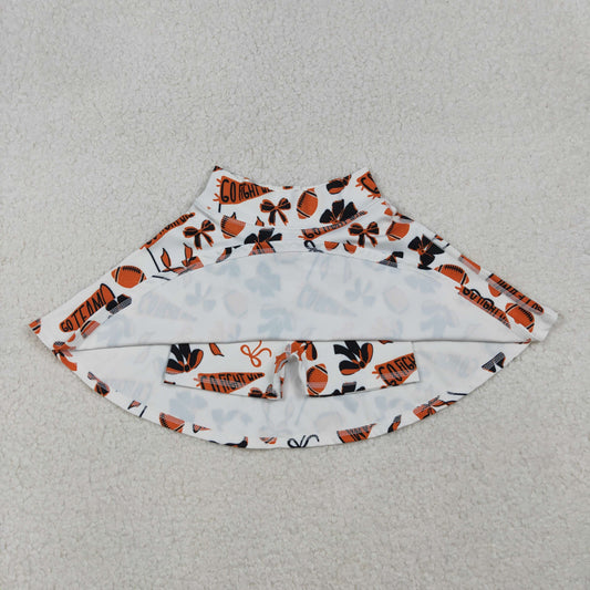 GLK0140 Baby Girls Orange Black Bows Go Team Yoga Skirt Shorts Bottom C10.8