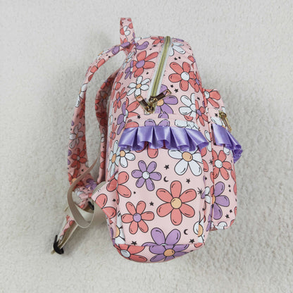 BA0240 Baby Kids Girls Pink Flowers Backpack Zip Back Bag 4.26