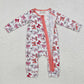 LR1905 Baby Infant Girls Valentines Pink Bows Bamboo Long Sleeve Romper