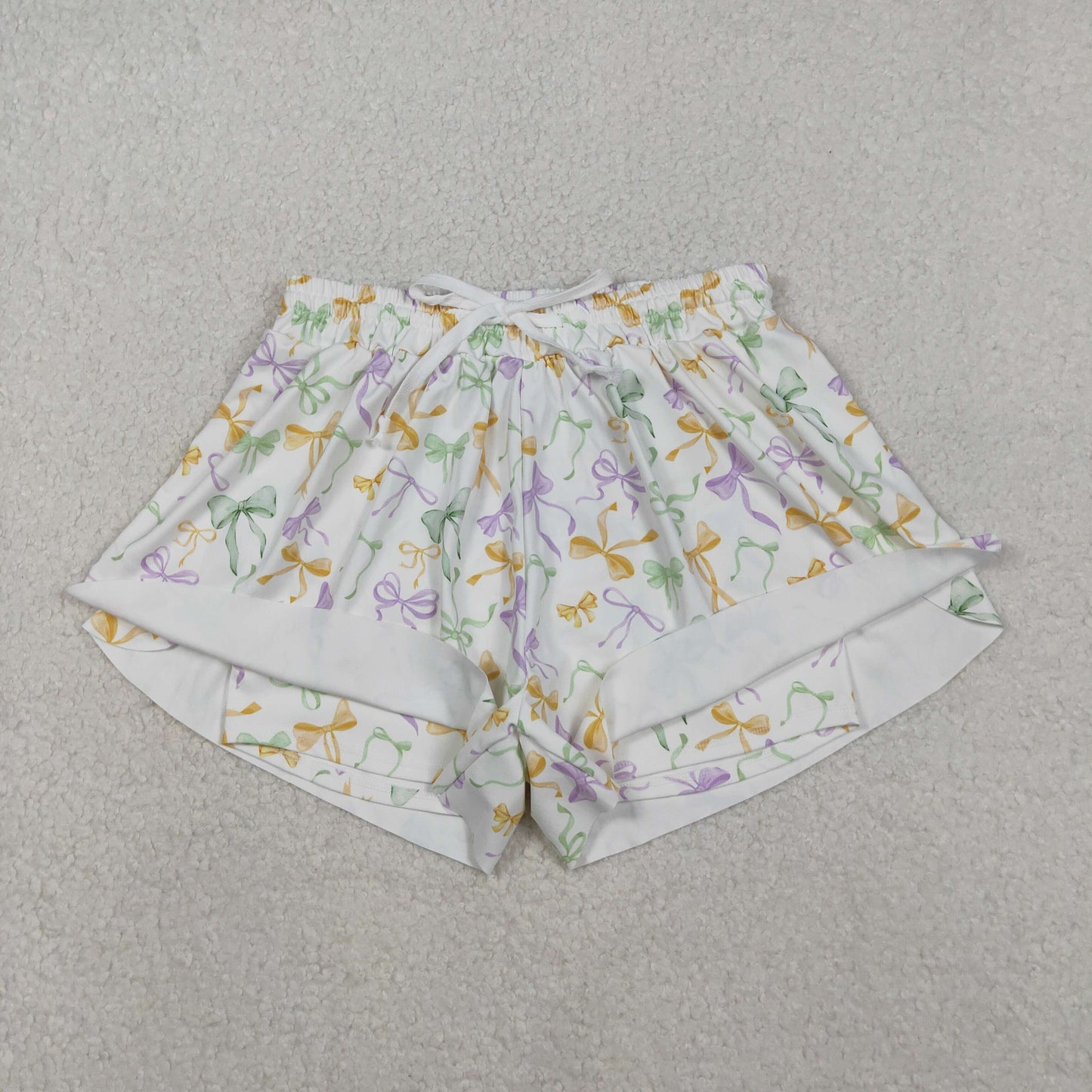 SS0679 Adult Women Mardigras Bows Ruffle Yoga Shorts Bottoms C11.7