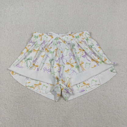 SS0679 Adult Women Mardigras Bows Ruffle Yoga Shorts Bottoms C11.7