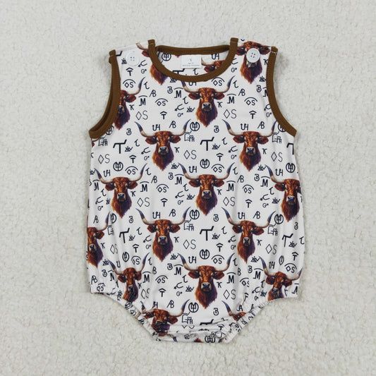SR2699 Baby Infant Boys Western Cow Branded Romper 5.5