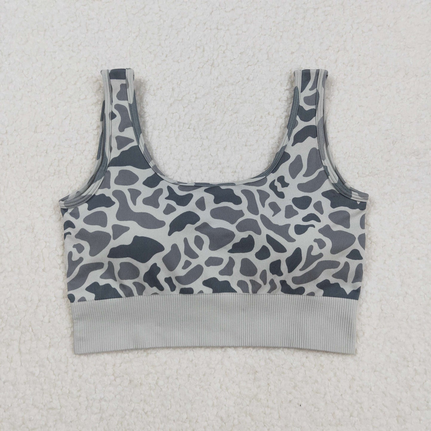 GT1188 Adult Women Grey Camo Knitted Yoga Crop Bra Tops C9.5