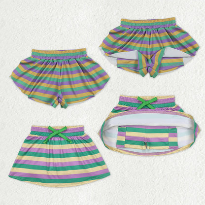Sibling Baby Girls Mardigras Stripes Ruffle Shorts Skirt Shorts Bottom C12.6