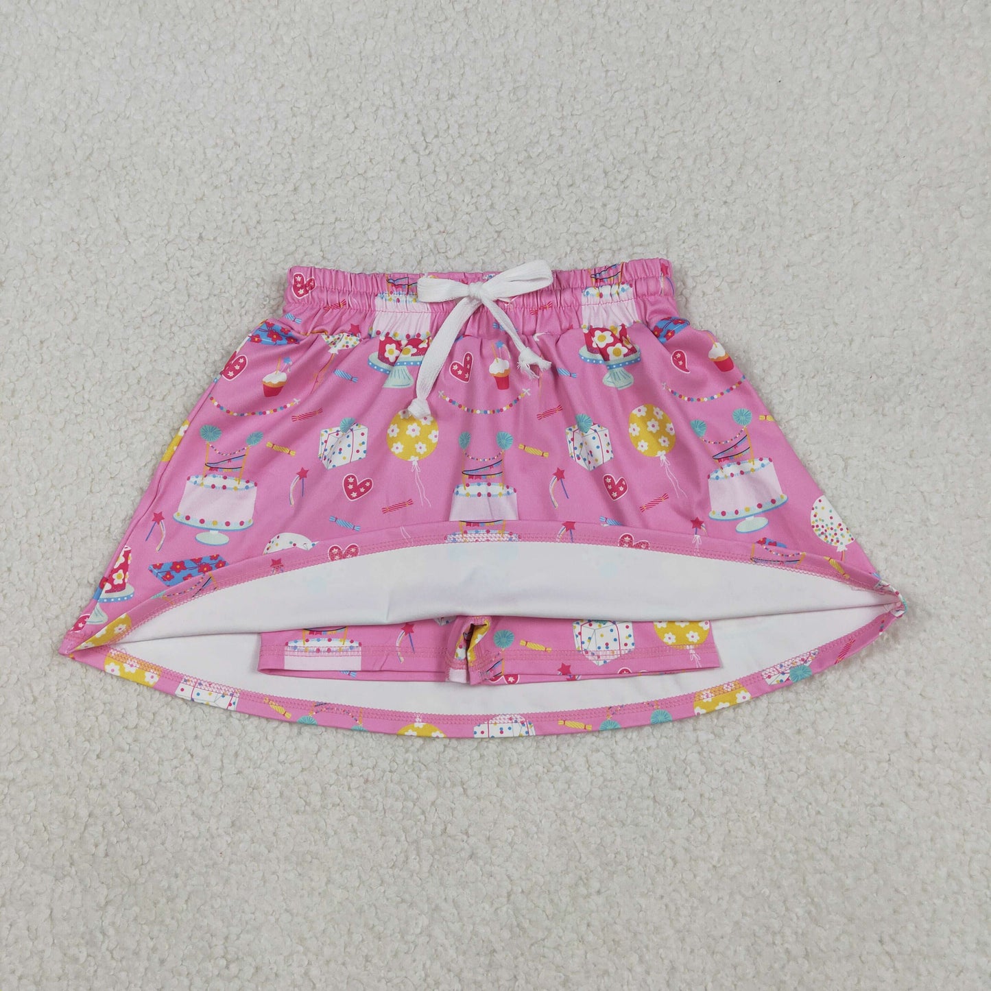 GLK0170 Baby Girls Red Hearts Cakes Happy Birthday Yoga Skirt Shorts Bottom C12.6