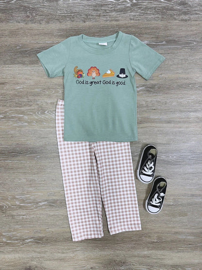 BSPO0163 Baby Girls Boys Thanksgiving Turkey Sibling Outfits Clothes Set