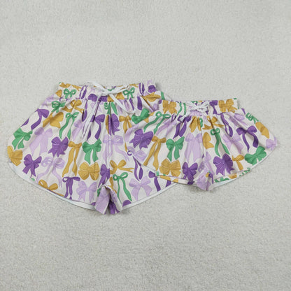 Mama and Me Mardigras Bows Yoga Active Ruffle Shorts Bottom C11.27