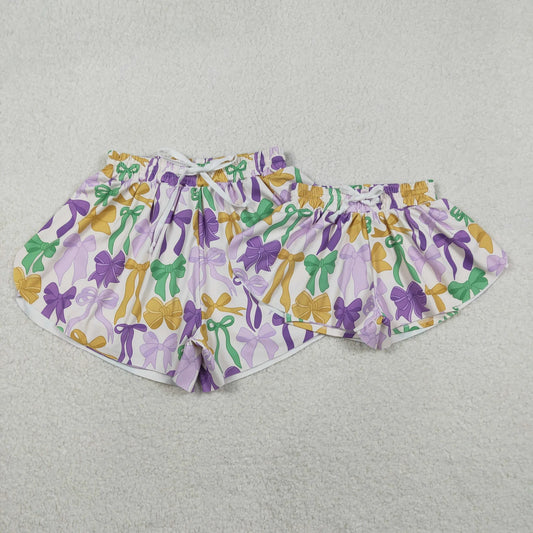 Mama and Me Mardigras Bows Yoga Active Ruffle Shorts Bottom C11.27