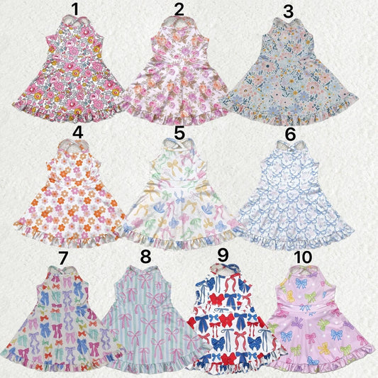 Sibling Baby Girls Print Straps Spoorts Wear Yoga Athletic Tennis Dresses 5.14