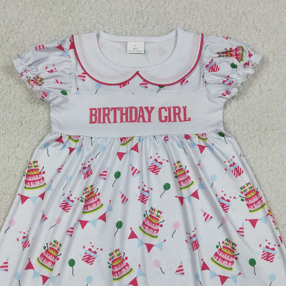 RTS GSD2854 Embroidery Birthday Girl Gifts Balloons Collar Knee Length Dresses