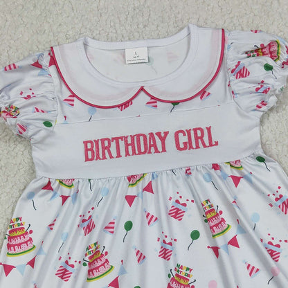 RTS GSD2854 Embroidery Birthday Girl Gifts Balloons Collar Knee Length Dresses