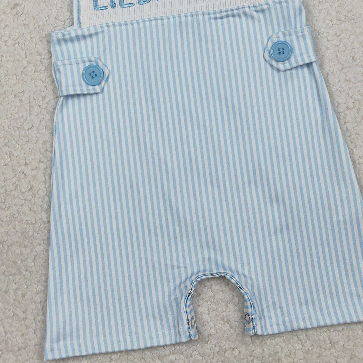 RTS SR3592 Embroidery Little Brother Baby Boys Sleeveless Blue Stripe Rompers