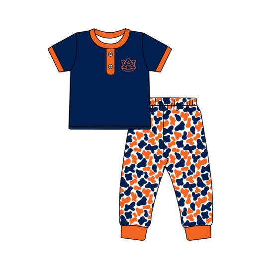 C11.26 Custom Moq 8 Baby Boys Navy AU Button Top Camo Pants Team Clothes Sets