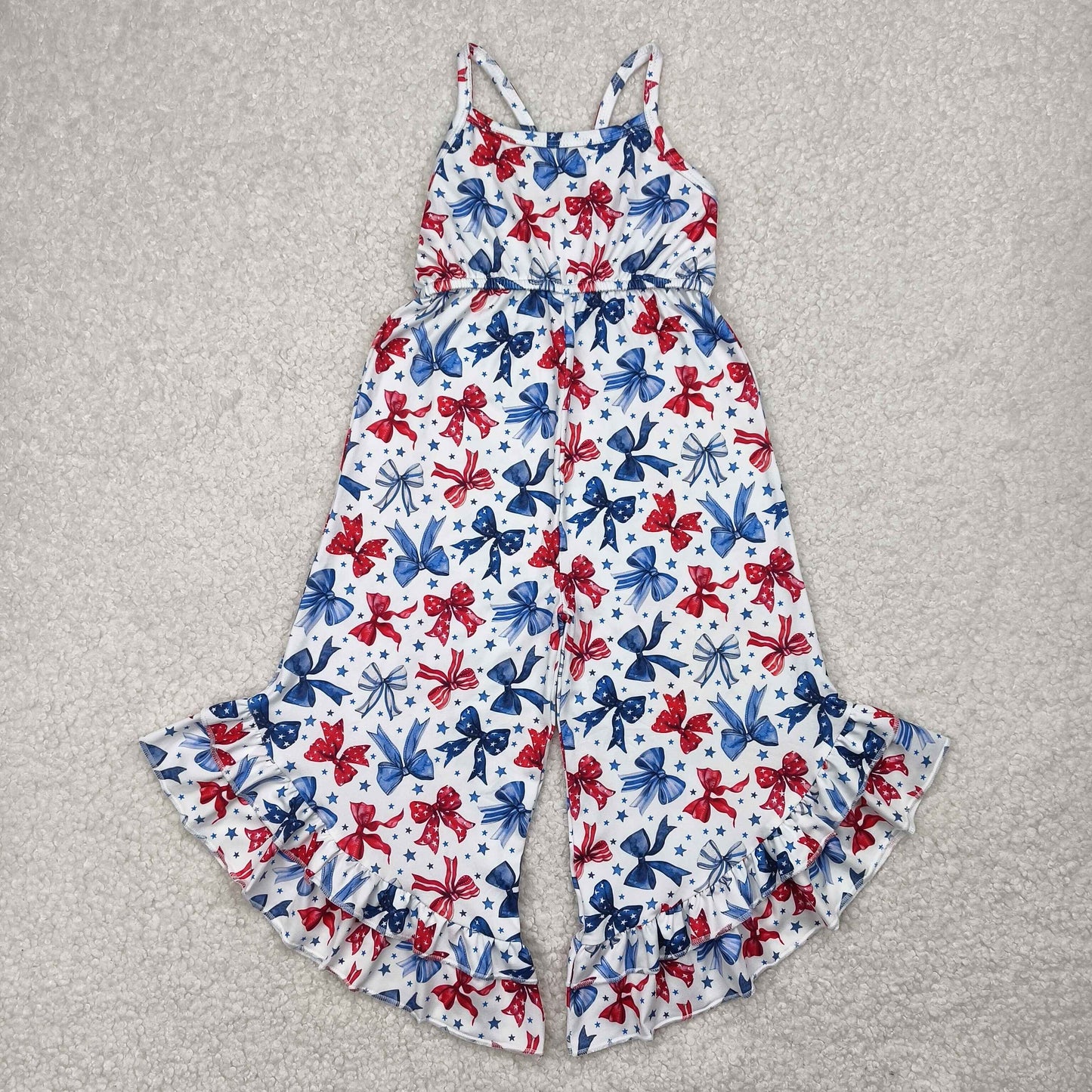 SR2865 Baby Girls Coquette Bows 4th Of July Straps Jumpsuit